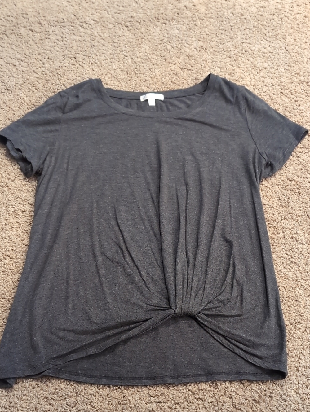 nine britton Charcoal Twist-Front Short Sleeve Tee